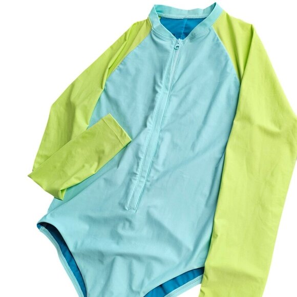 Jolyn Paloma Long Sleeve Zip Up Surf Suit Size Large One Piece Color Block - Picture 3 of 7